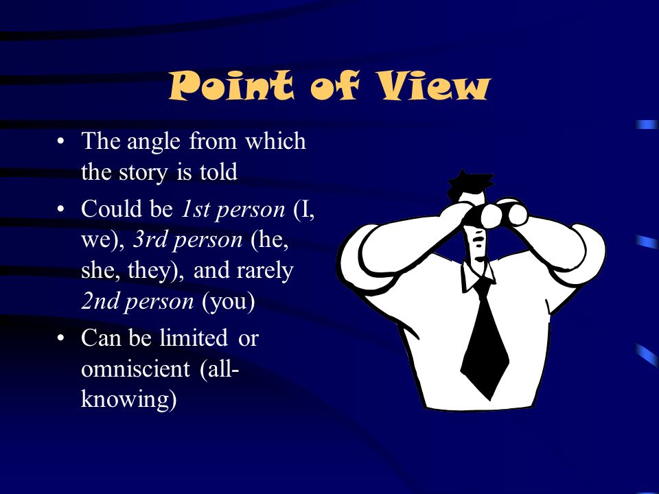 Point of View The angle from which the story is told