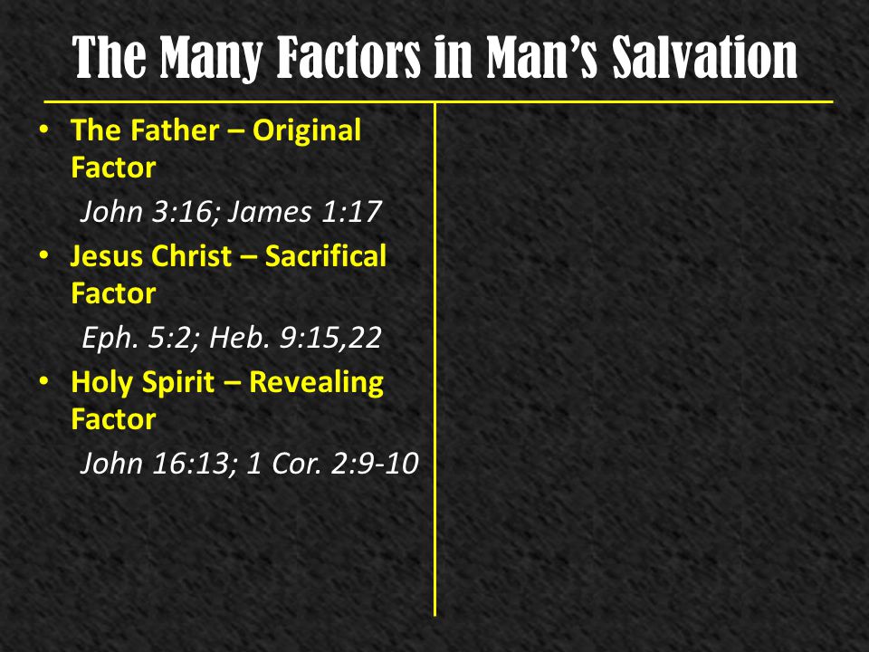 The Many Factors in Man’s Salvation