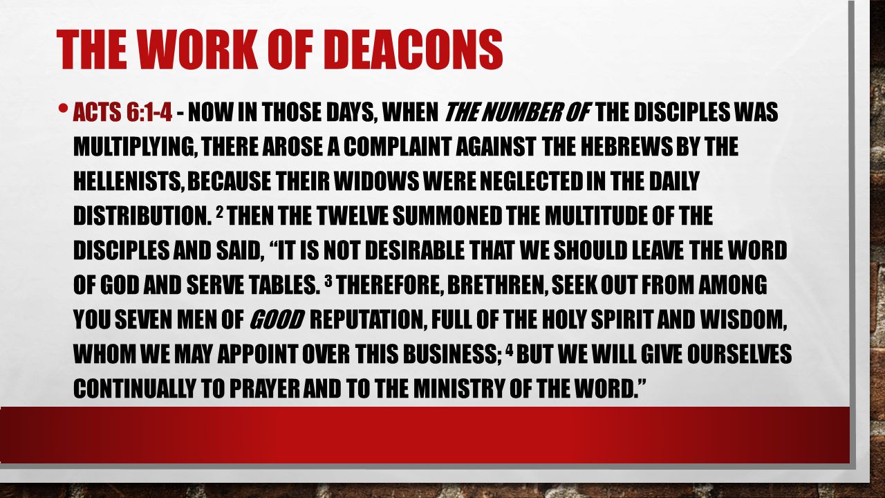 The work of deacons