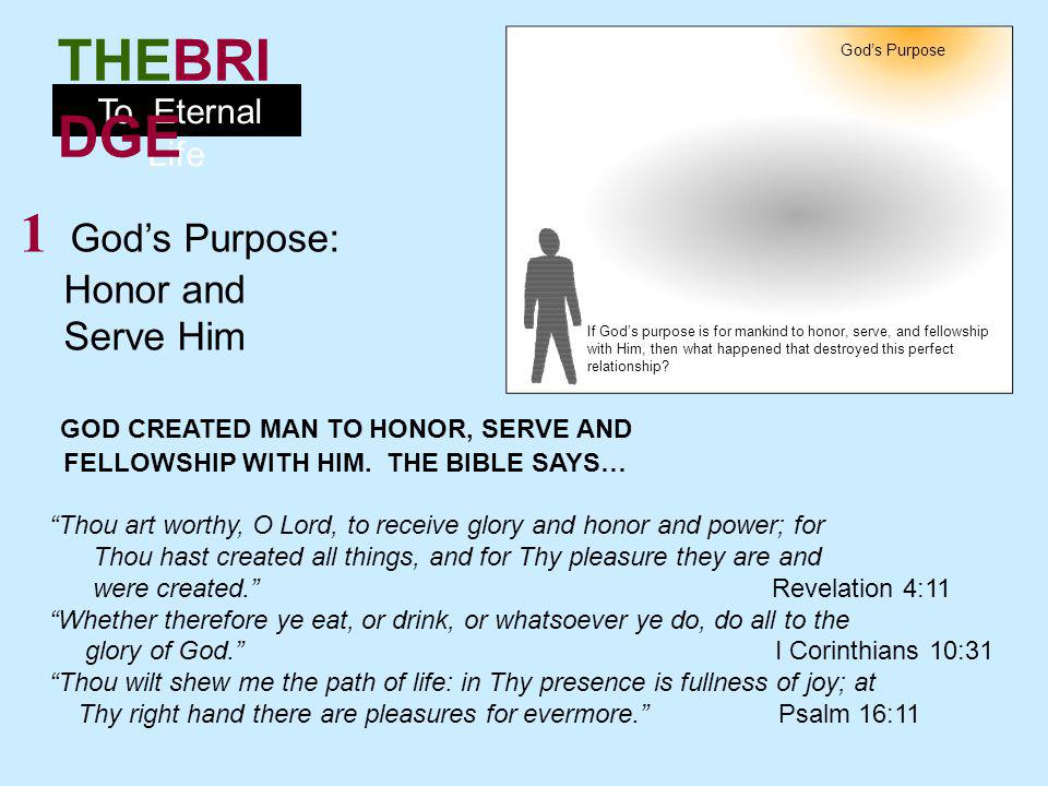 1 God’s Purpose: Honor and Serve Him