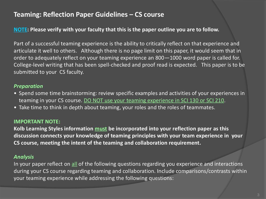 learning style reflection paper