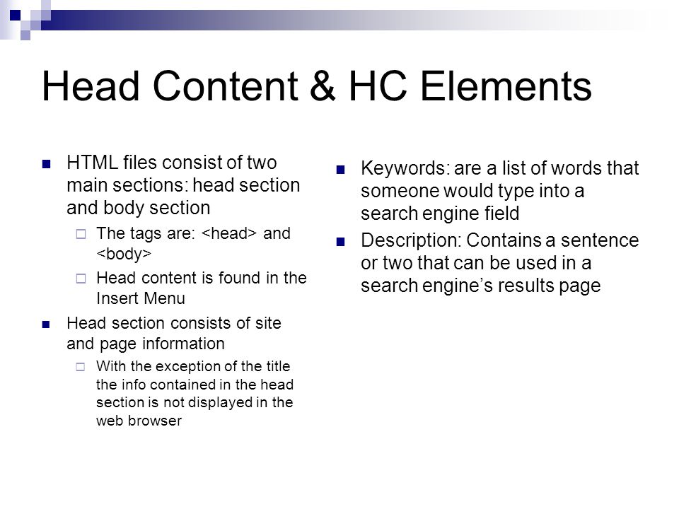 Head Content & HC Elements