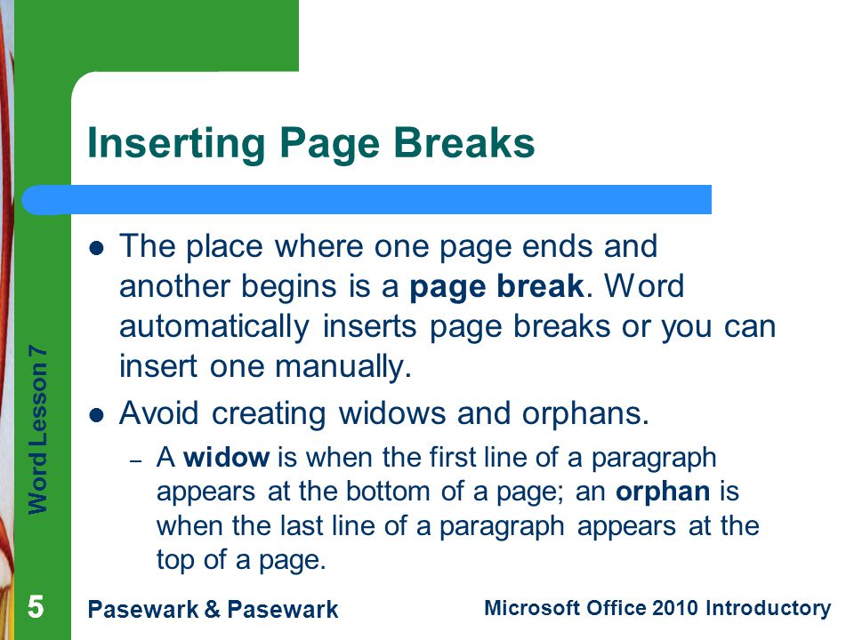 Inserting Page Breaks