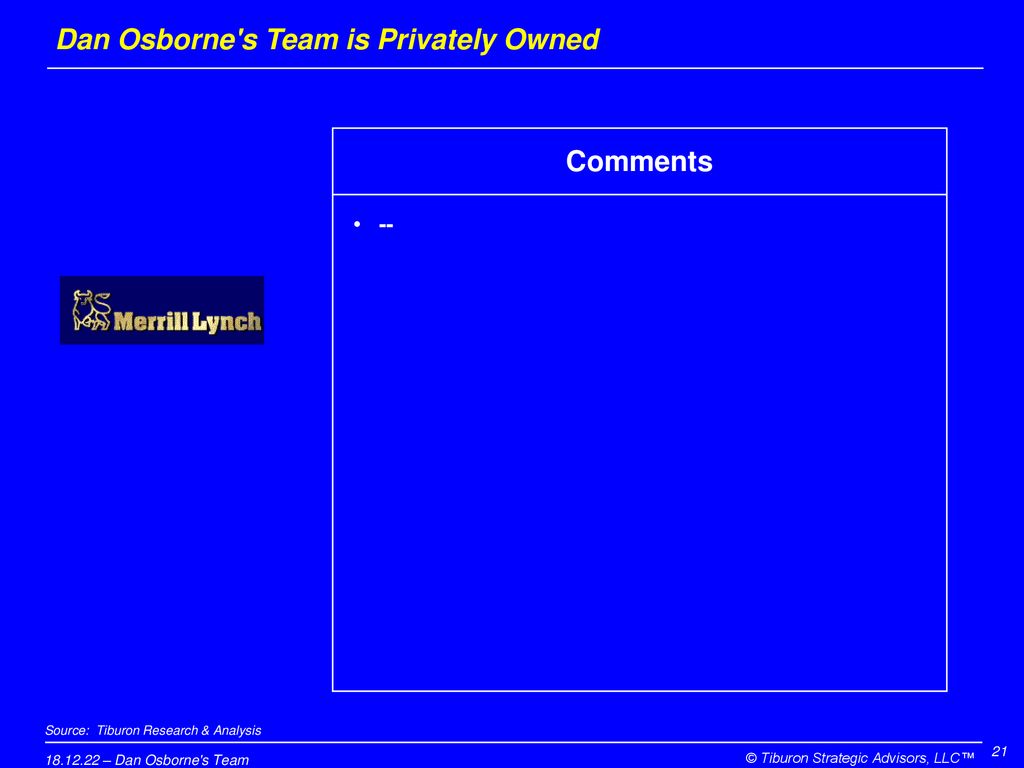 Dan Osborne s Team is Privately Owned