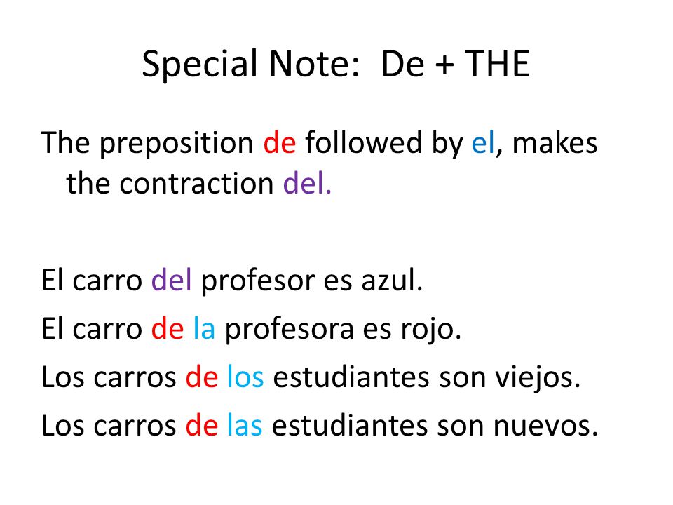 Special Note: De + THE