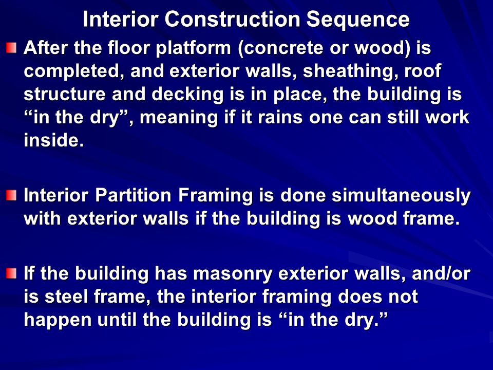 Interior Construction Sequence