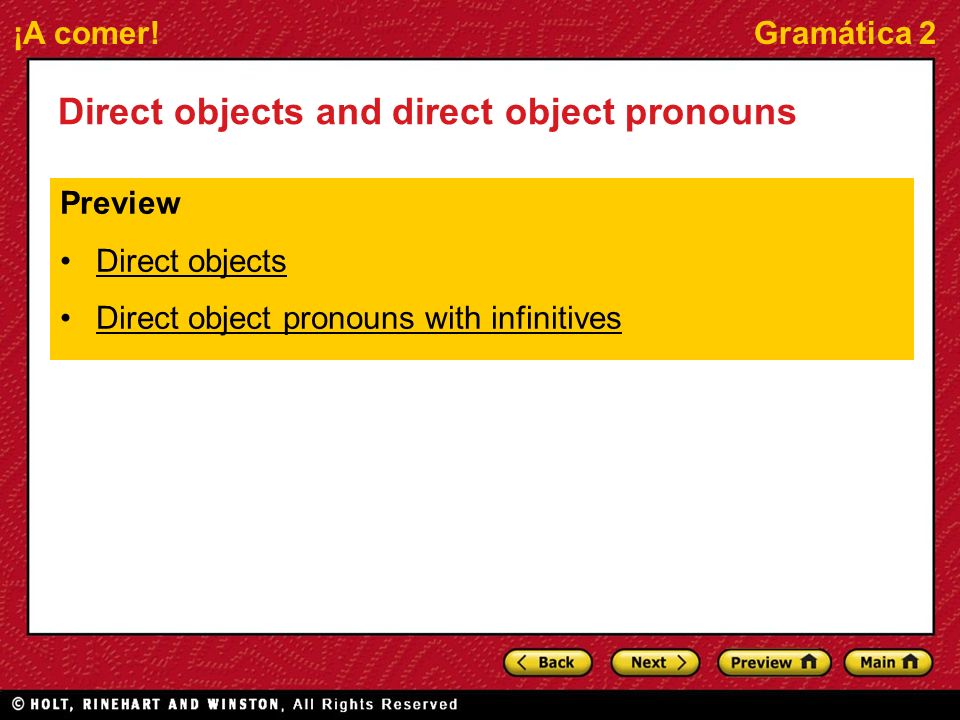 Direct objects and direct object pronouns