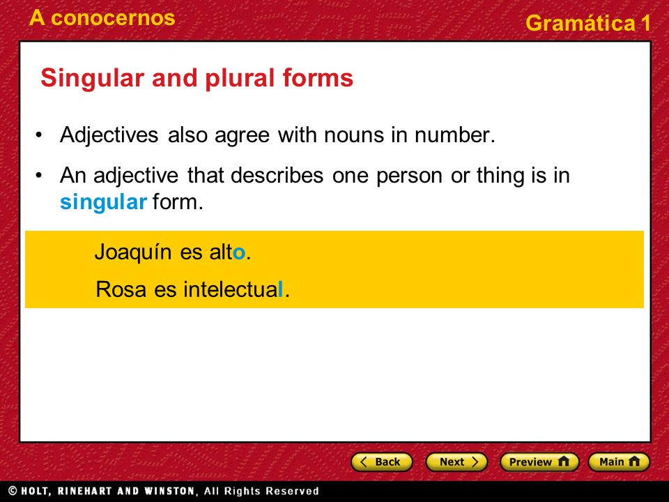 Singular and plural forms