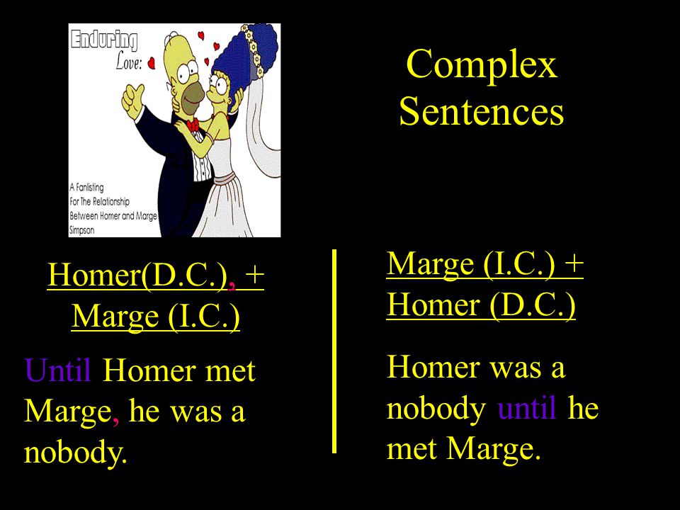 Complex Sentences Marge (I.C.) + Homer (D.C.)
