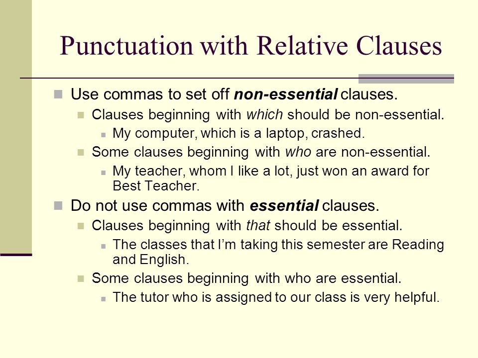 Punctuation with Relative Clauses