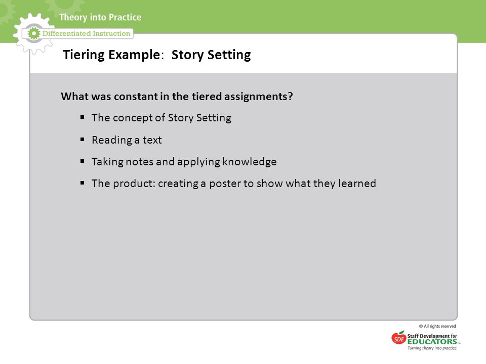 Tiering Example: Story Setting