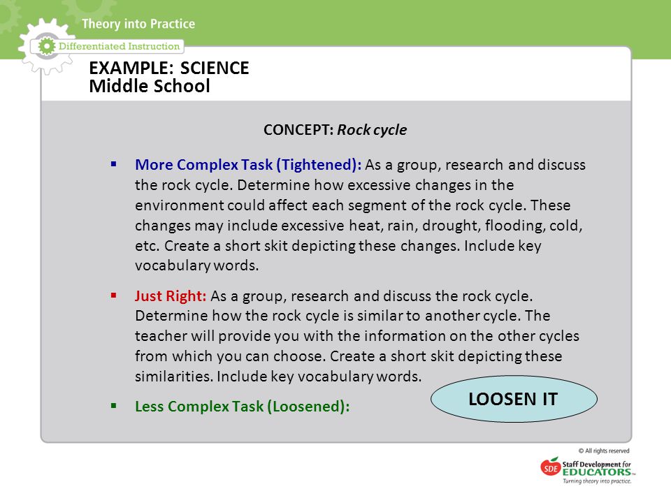 EXAMPLE: SCIENCE Middle School