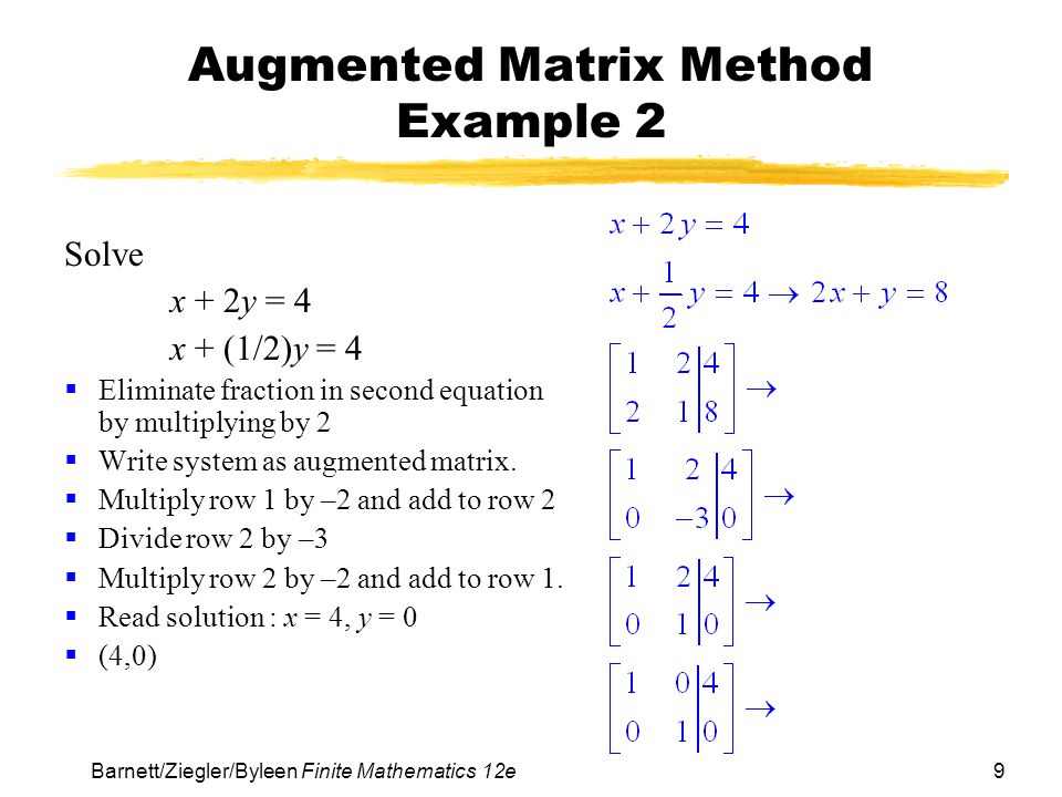 Augmented Matrix Method Example 2