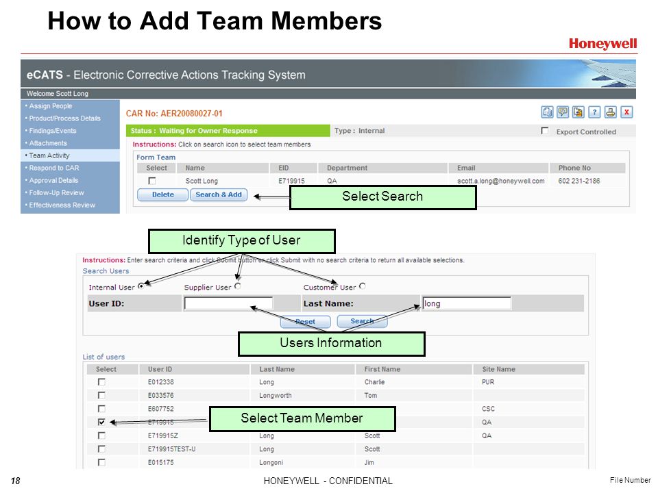 How to Add Team Members Select Search Identify Type of User