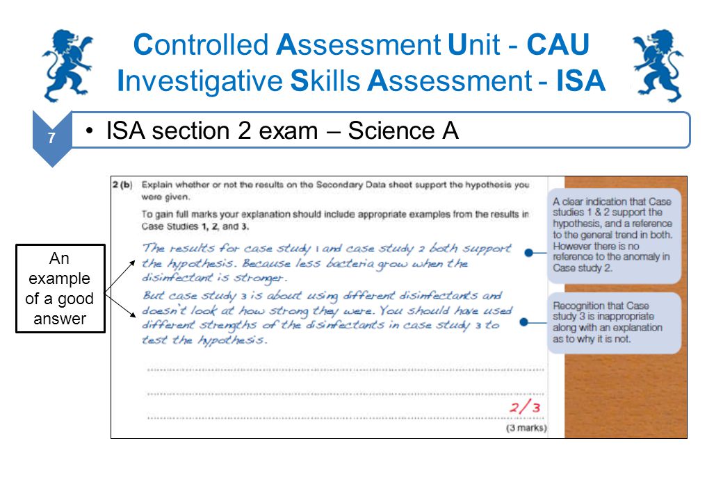 Controlled Assessment Unit - CAU Investigative Skills Assessment - ISA