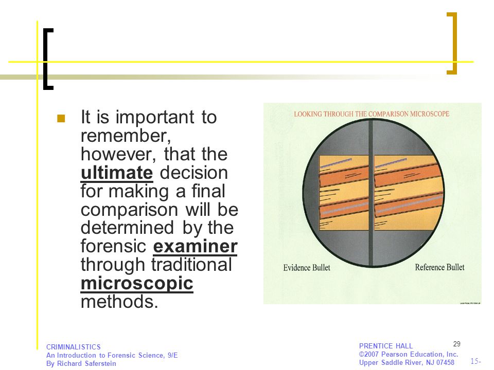 It is important to remember, however, that the ultimate decision for making a final comparison will be determined by the forensic examiner through traditional microscopic methods.