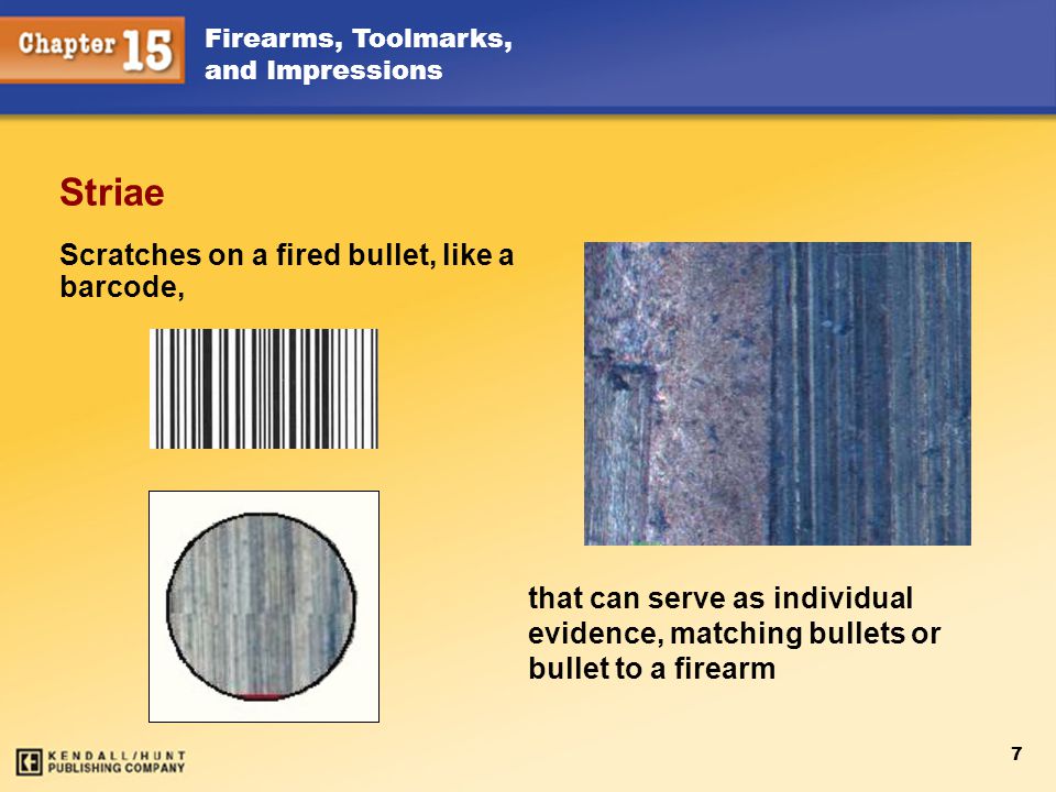 Scratches on a fired bullet, like a barcode,