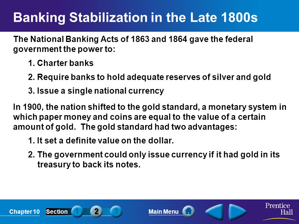 Banking Stabilization in the Late 1800s