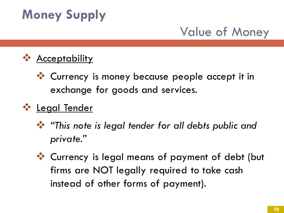 Money Supply Value of Money