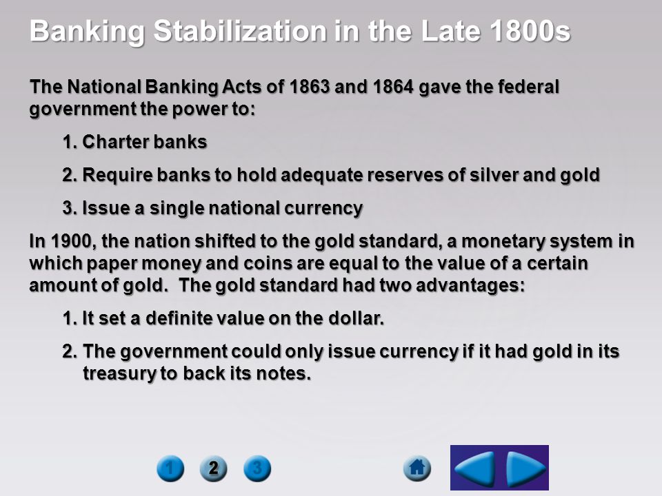 Banking Stabilization in the Late 1800s