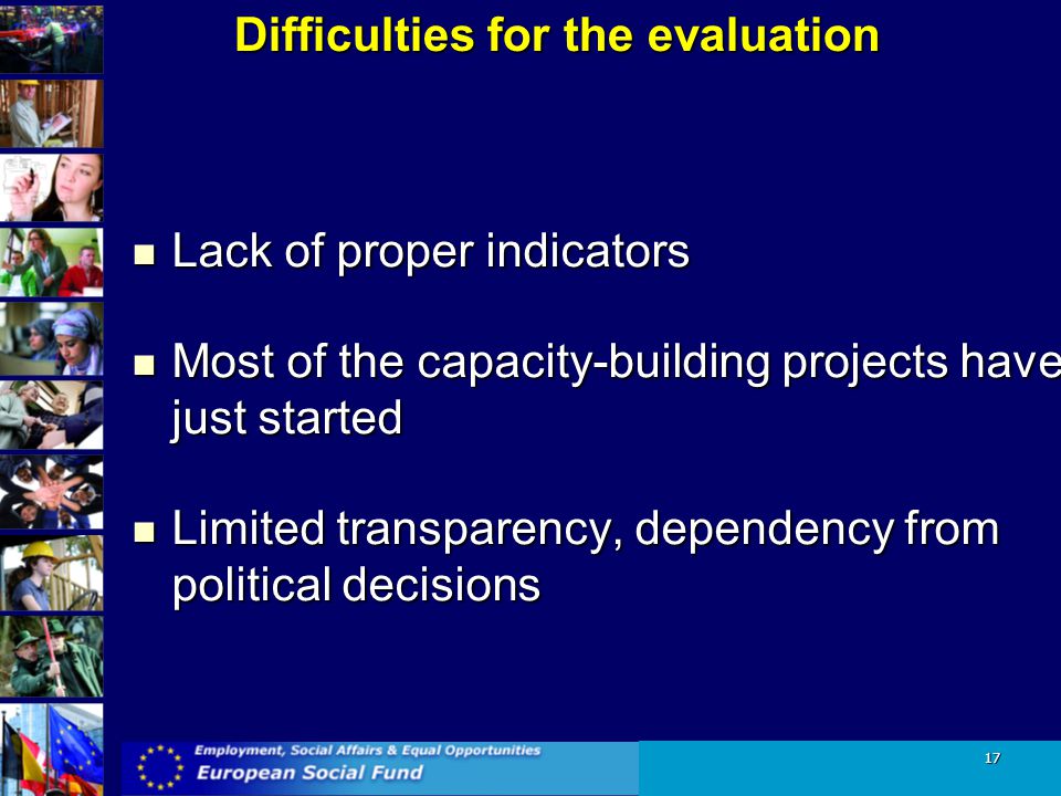 Difficulties for the evaluation