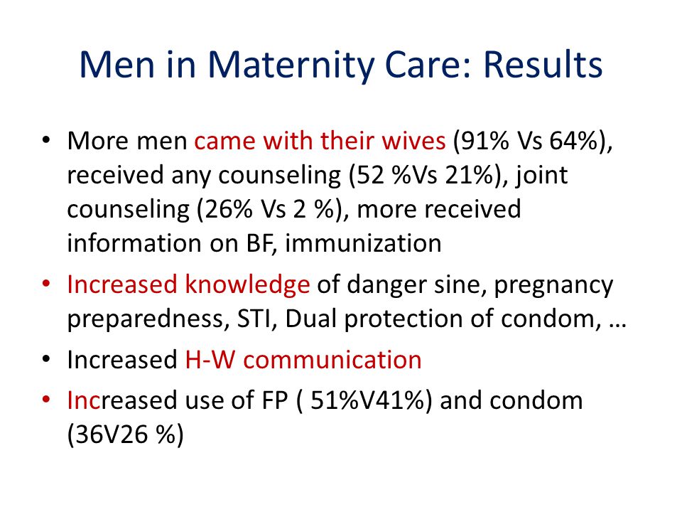 Men in Maternity Care: Results