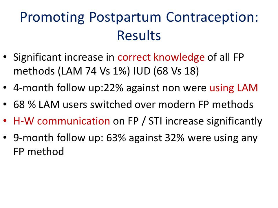 Promoting Postpartum Contraception: Results