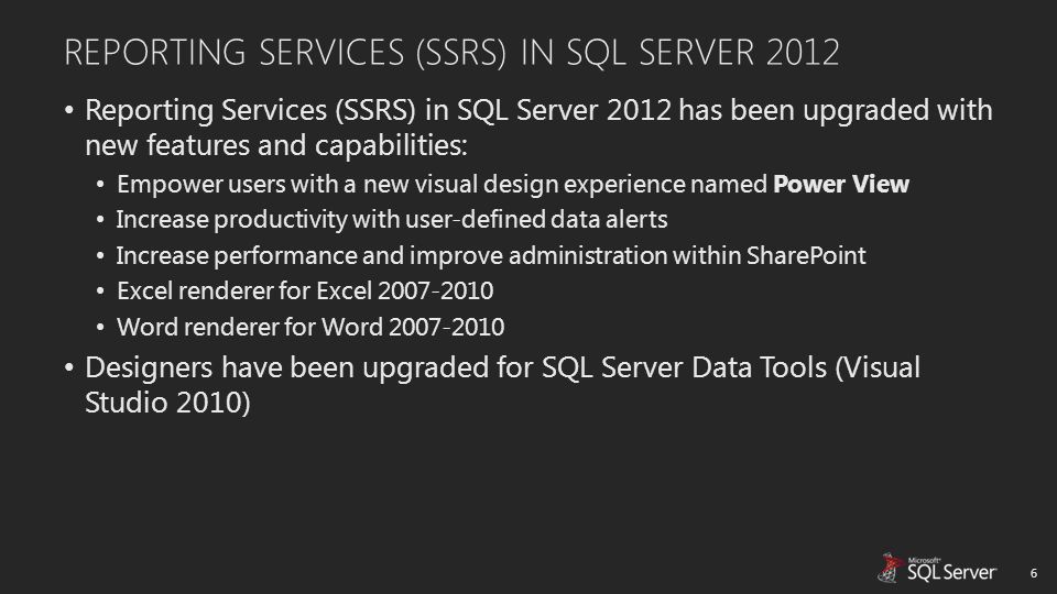 Reporting Services (SSRS) in SQL Server 2012