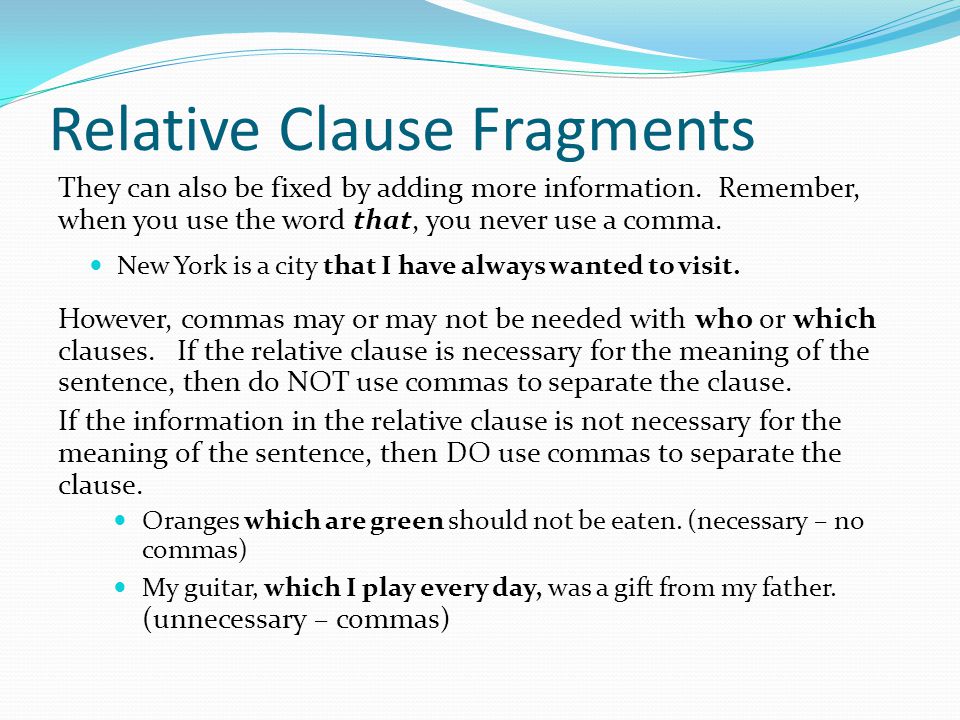 Relative Clause Fragments