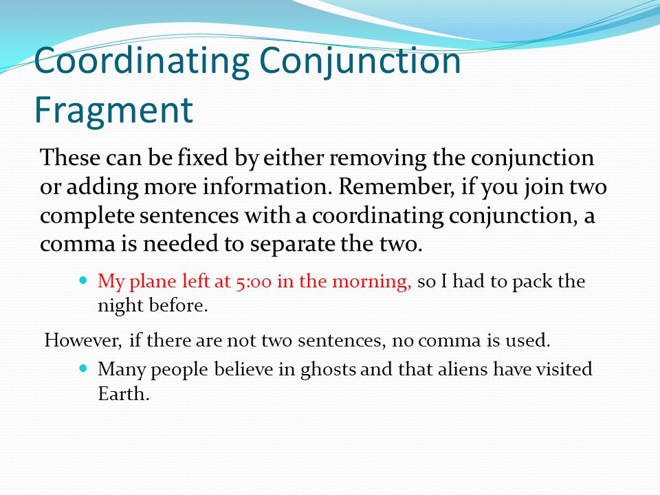 Coordinating Conjunction Fragment