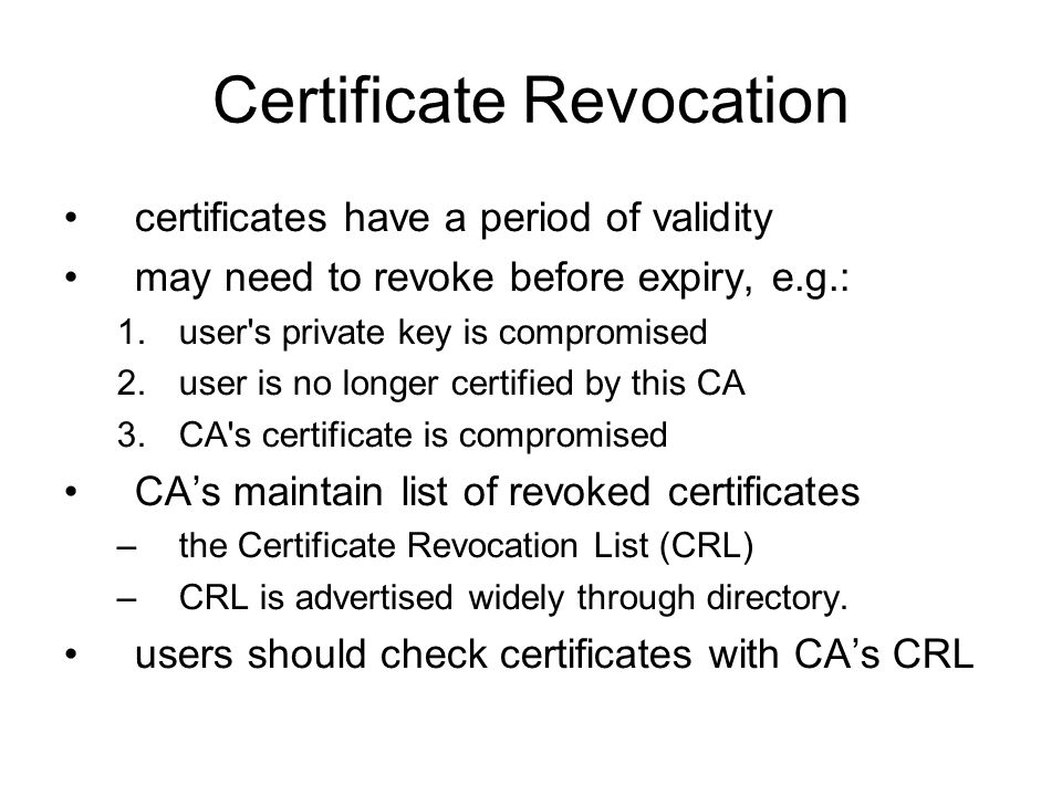 Certificate Revocation