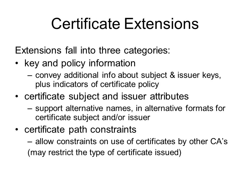 Certificate Extensions