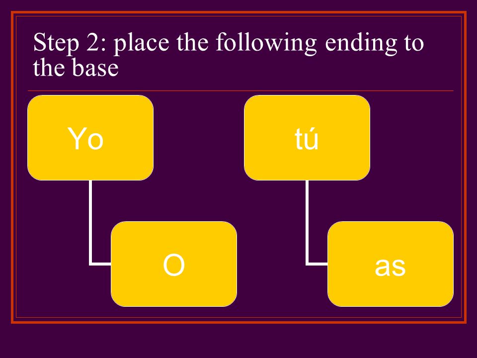 Step 2: place the following ending to the base