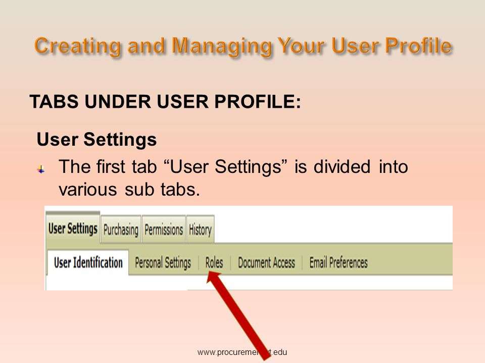 Creating and Managing Your User Profile