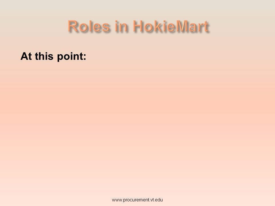 Roles in HokieMart At this point:
