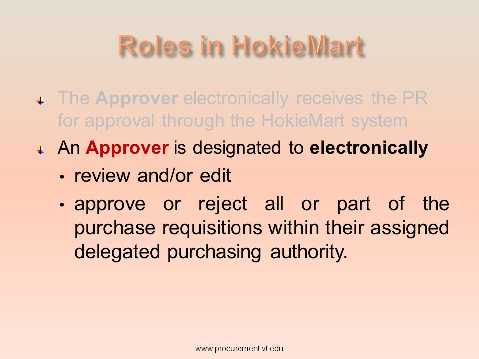 Roles in HokieMart review and/or edit