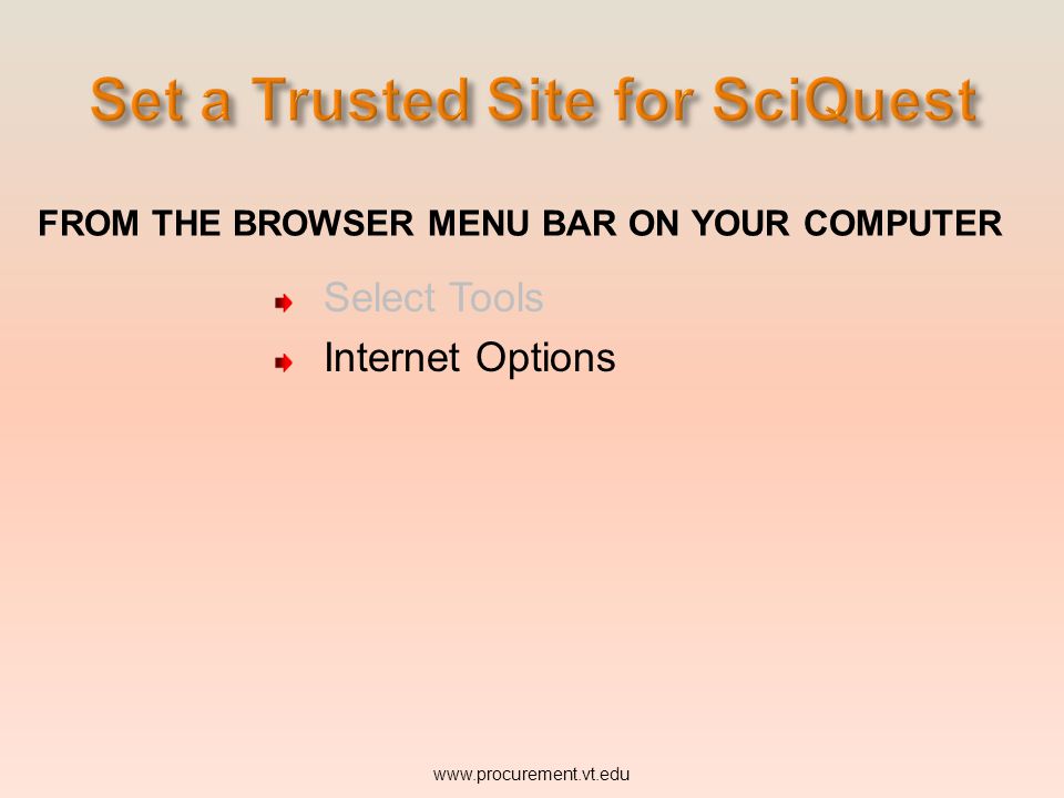 Set a Trusted Site for SciQuest