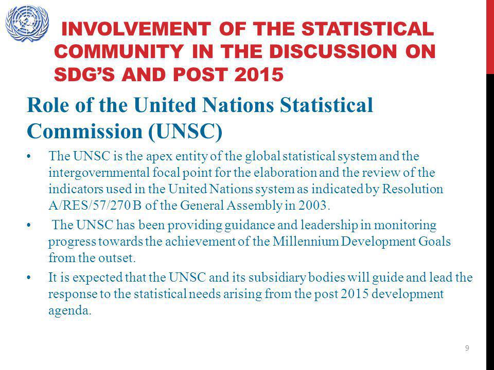 Role of the United Nations Statistical Commission (UNSC)