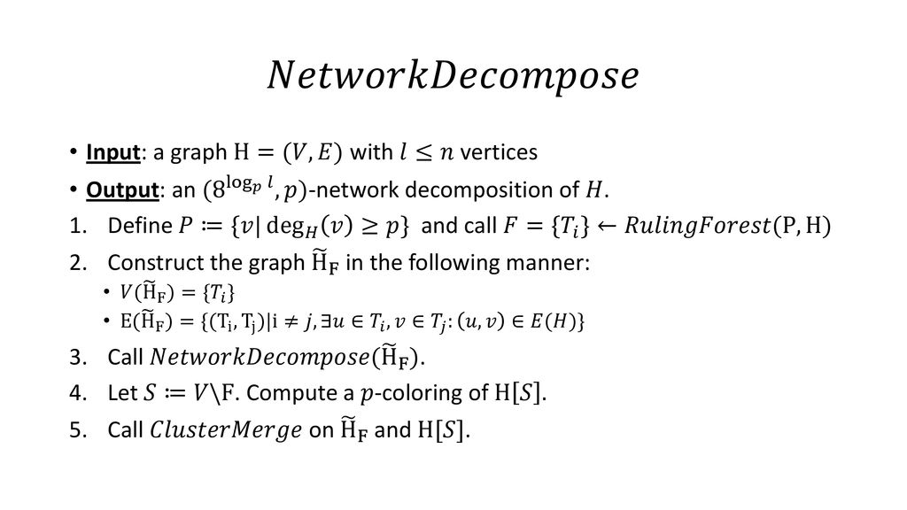 On The Complexity Of Distributed Network Decomposition Ppt Download