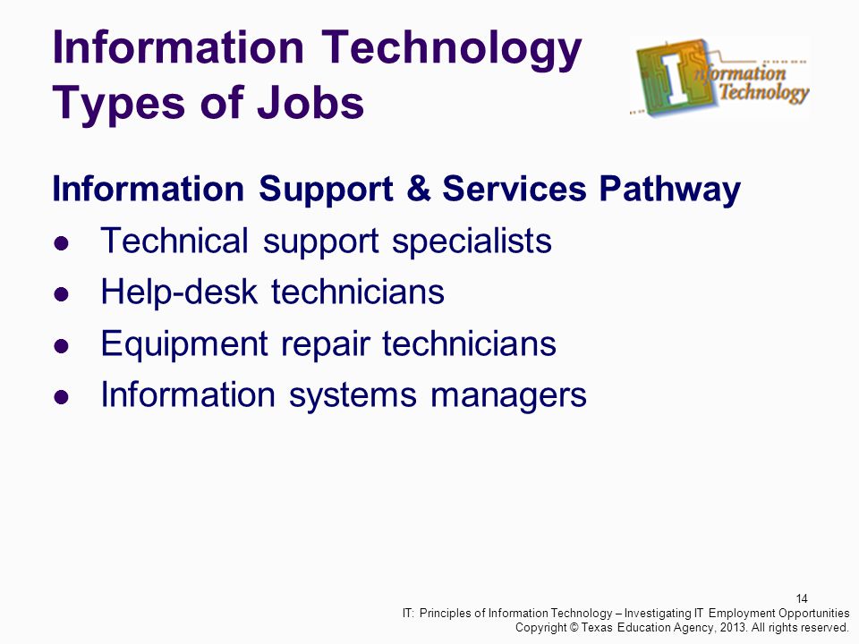 Information Technology Types of Jobs