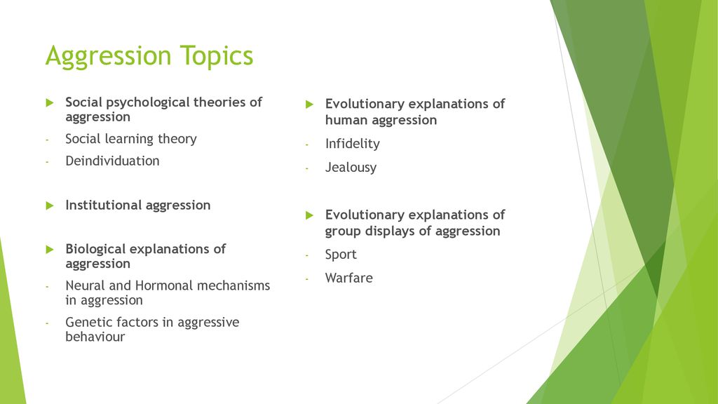 Aggression Topics Social psychological theories of aggression