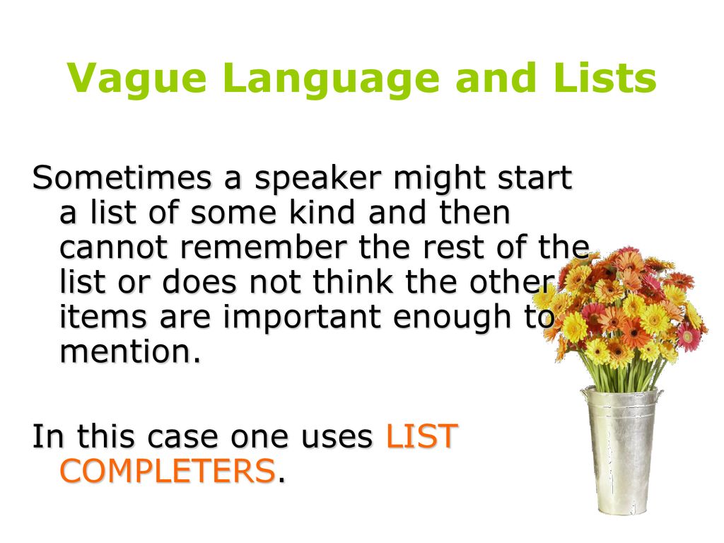 Vague Language and Lists