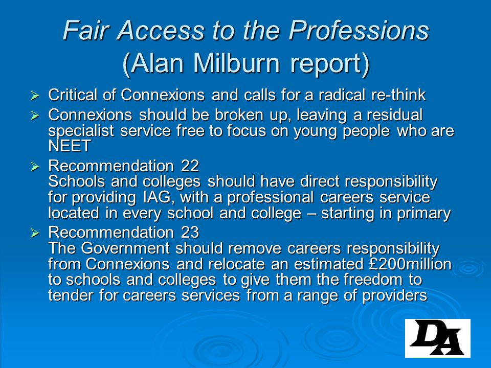 Fair Access to the Professions (Alan Milburn report)