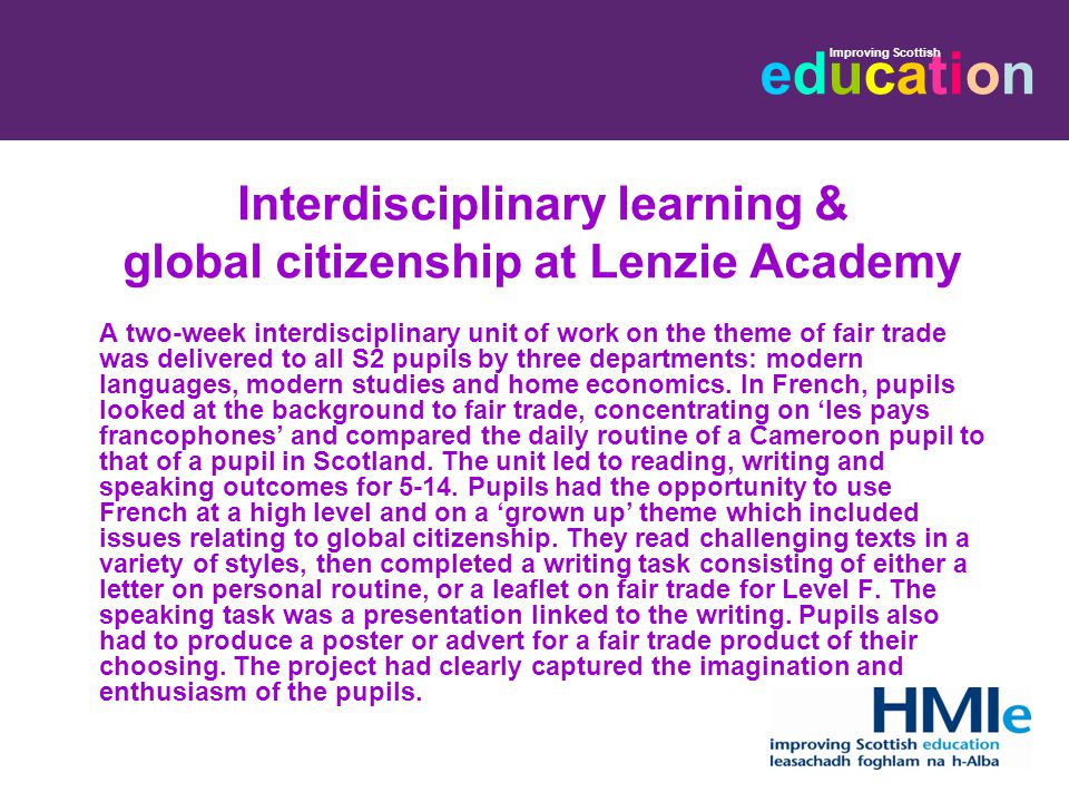 Interdisciplinary learning & global citizenship at Lenzie Academy