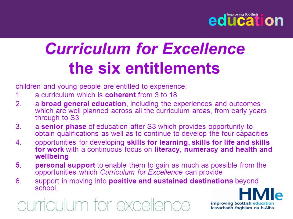Curriculum for Excellence the six entitlements