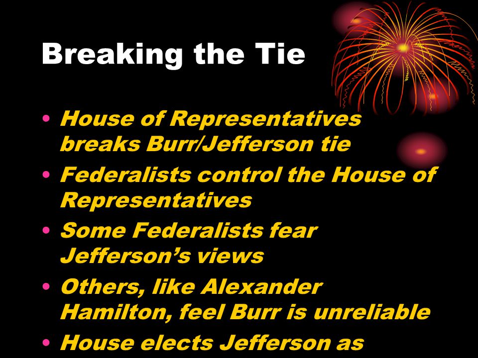 Breaking the Tie House of Representatives breaks Burr/Jefferson tie