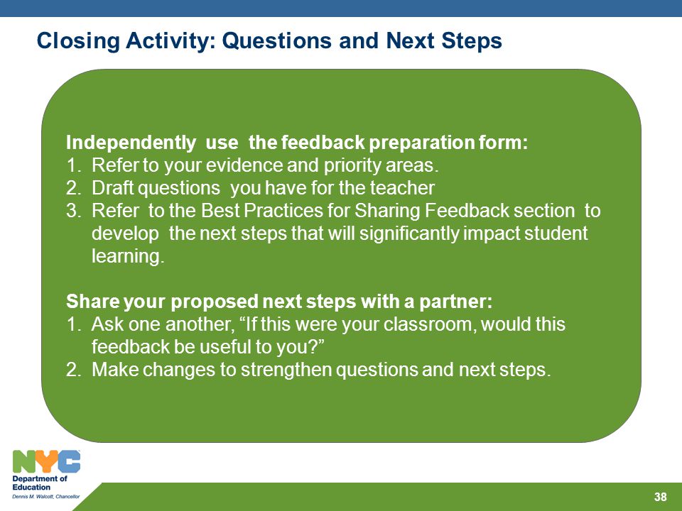 Closing Activity: Questions and Next Steps