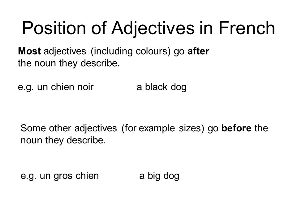 Position of Adjectives in French