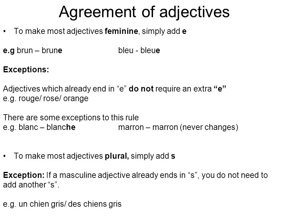 Agreement of adjectives