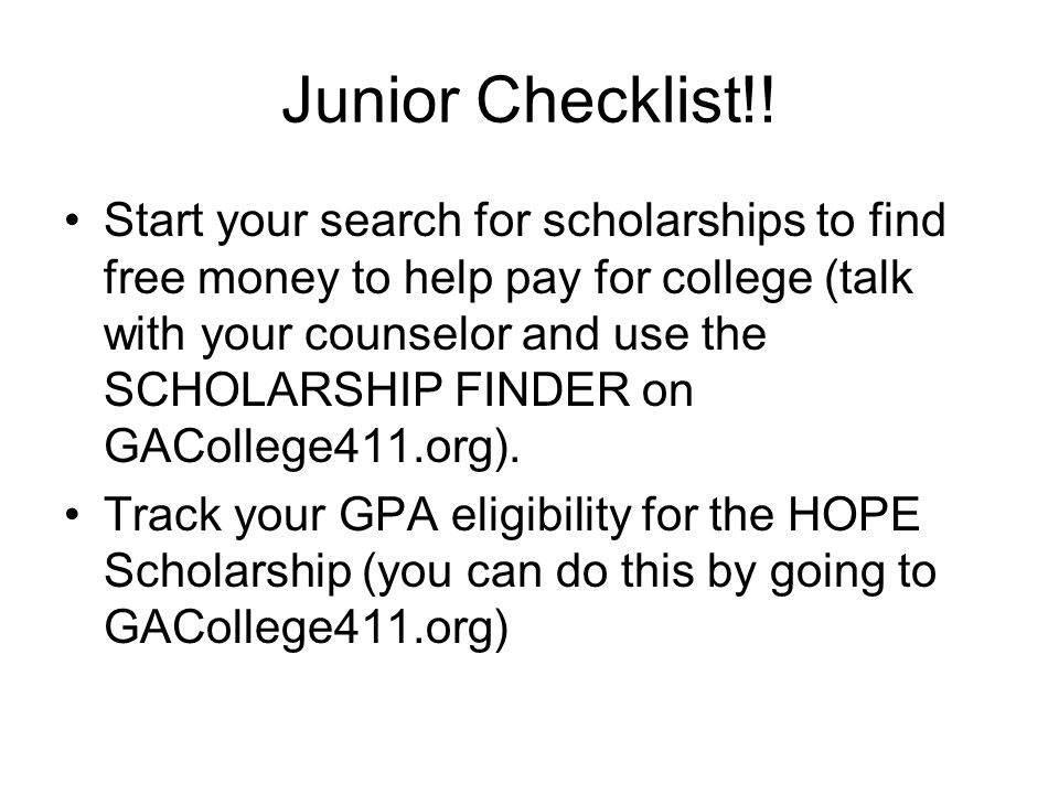 Junior Checklist!!